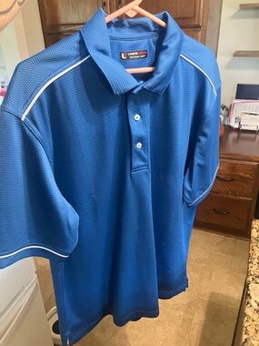 LinksTech Blue Golf Polo with White Piping